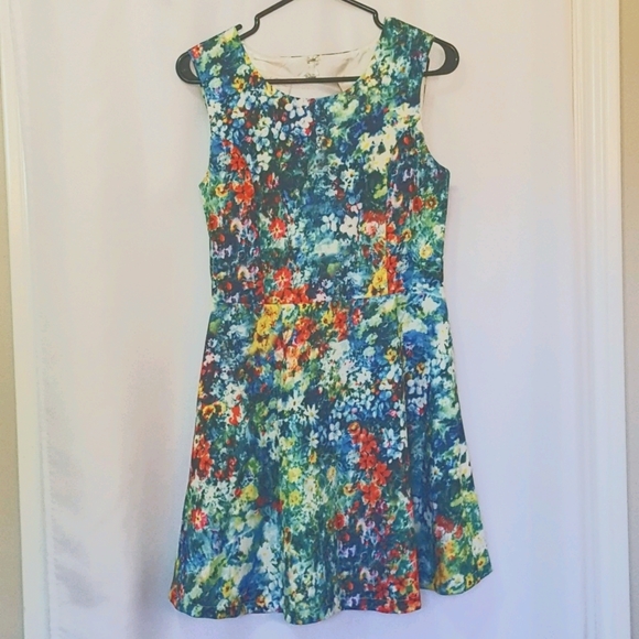 Qed London Dress Small Floral Spring Lined Zippered Fitted - Picture 1 of 8